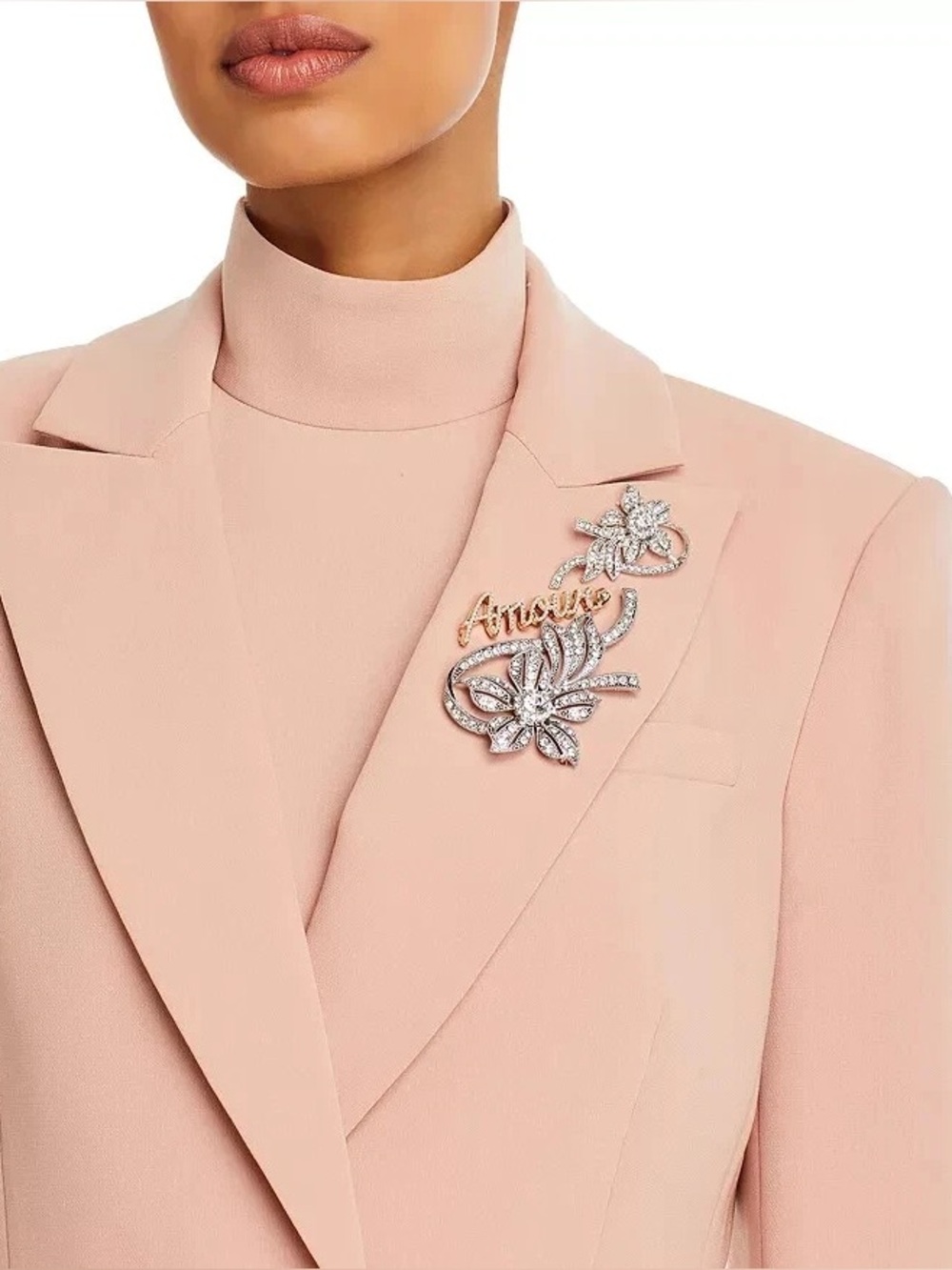 NWT $698 Cinq a Sept Cheyenne Embellished Stacked Jewelry Lined Blazer Blusher - Picture 3 of 10